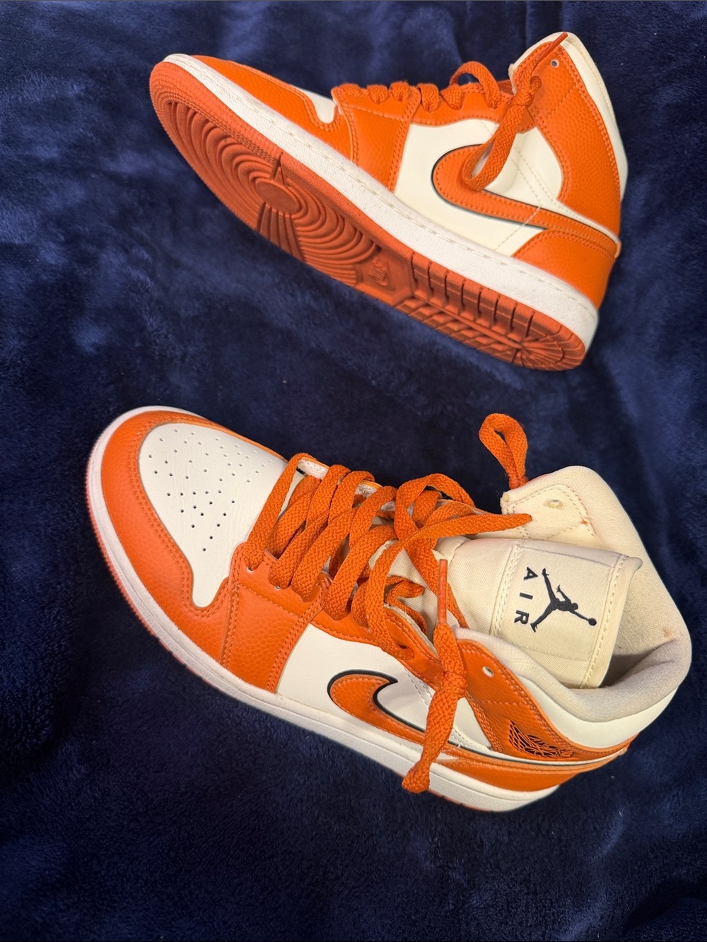 Jordan Kids Orange and White High-Top Sneakers